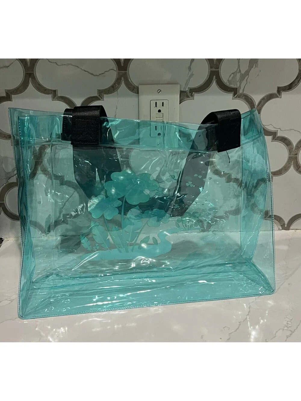 Large Green Clear Tote Bags Iridescent PVC Bag